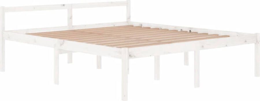 The Living Store Bedframe Hout 205.5 x 185.5 x 70.5 cm Super King Wit