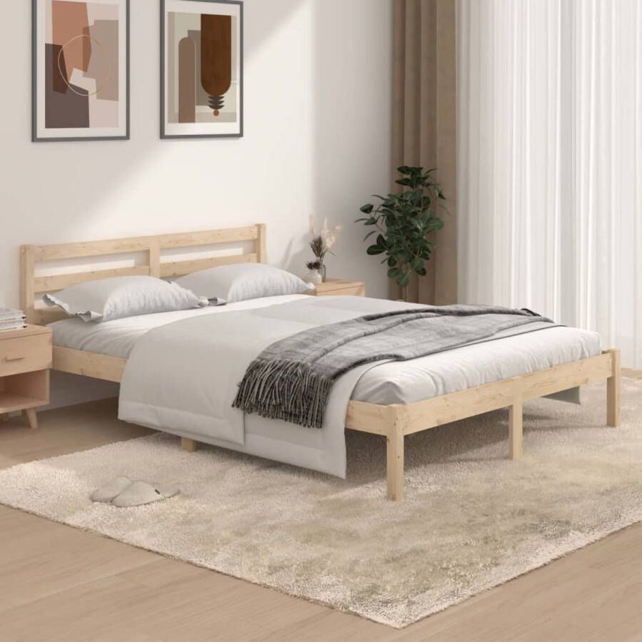 The Living Store Bedframe Hout Double 195.5 x 140.5 x 69.5 cm Grenenhout