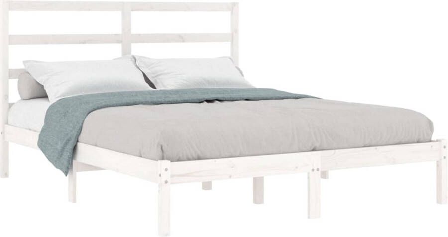 The Living Store Bedframe massief grenenhout wit 140x200 cm Bedframe Bedframes Bed Bedbodem Ledikant Bed Frame Massief Houten Bedframe Slaapmeubel Tweepersoonsbed Bedden Bedbodems - Foto 3