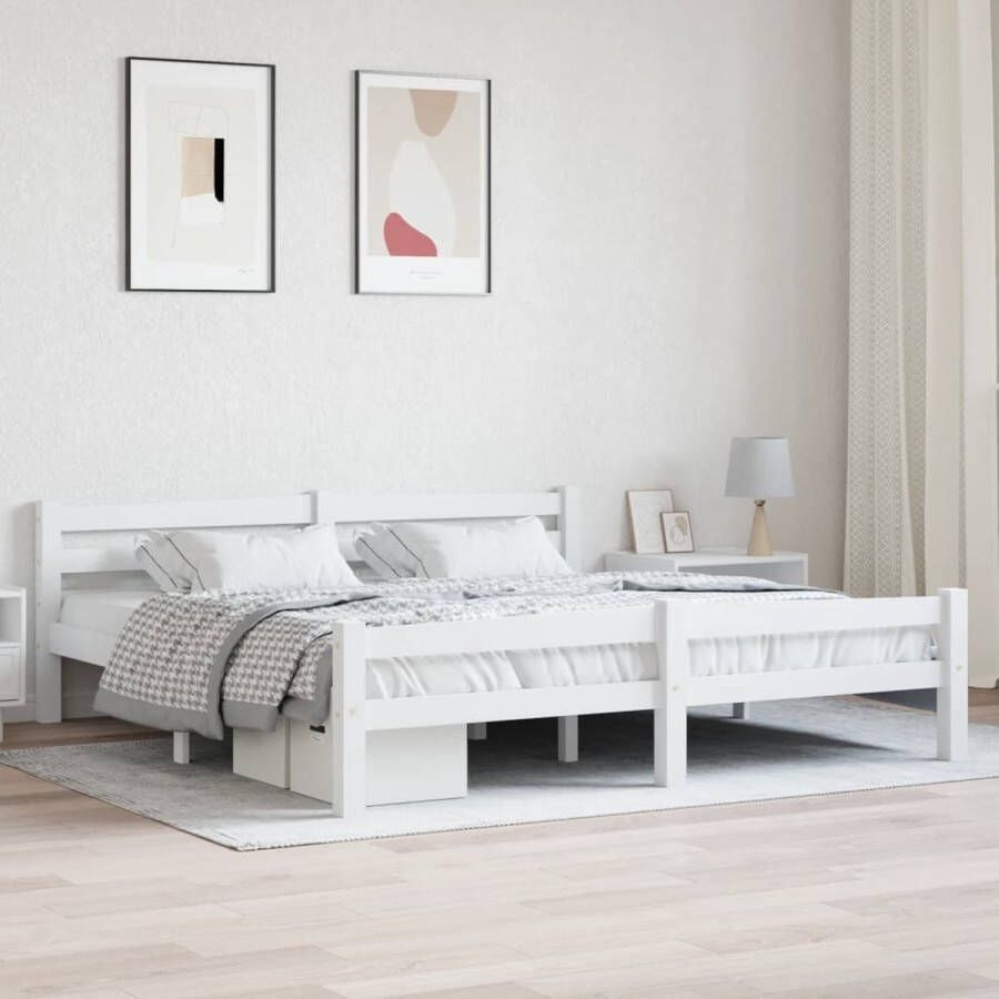 The Living Store Bedframe massief grenenhout wit 180x200 cm Bedframe Bed Frame Bed Frames Bed Bedden 2-persoonsbed 2-persoonsbedden Tweepersoons Bed