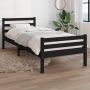 The Living Store Bedframe massief hout zwart 90x200 cm Bedframe Bedframes Bed Bedbodem Ledikant Bed Frame Massief Houten Bedframe Slaapmeubel Eenpersoonsbed Bedden Bedbodems - Thumbnail 2