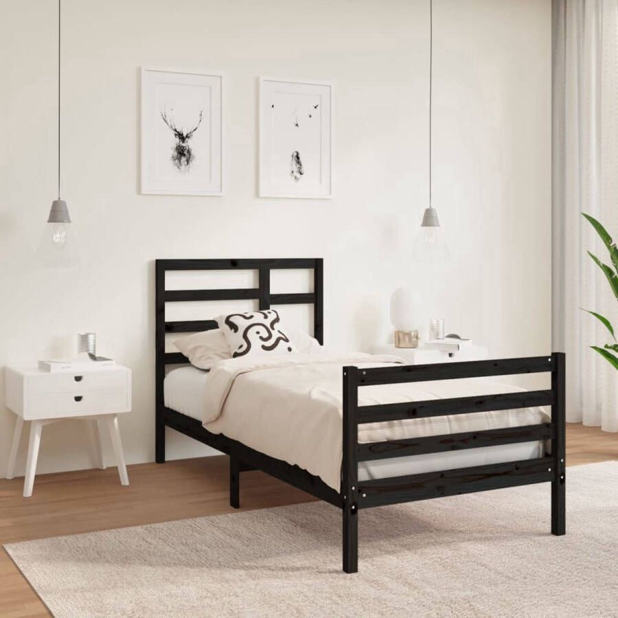 The Living Store Bedframe Houten Grenen Eenpersoons 195.5 x 96 x 104 cm Stabiel en Decoratief