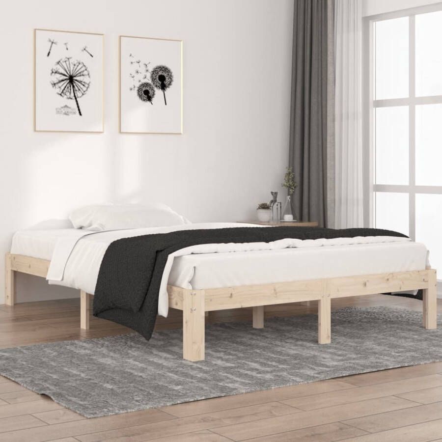 The Living Store Bedframe massief grenenhout 140x200 cm Bedframe Bedframes Bed Bedbodem Ledikant Bed Frame Massief Houten Bedframe Slaapmeubel Tweepersoonsbed Bedden Bedbodems