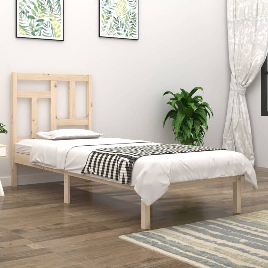 The Living Store Bedframe Houten massief Grenen 195.5 x 95.5 x 31 cm Comfortabel hoofdeinde Montage vereist