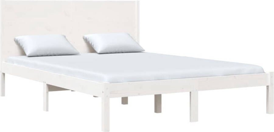 The Living Store Bedframe Houten Massief Grenen 205.5 x 95.5 x 100 cm Wit