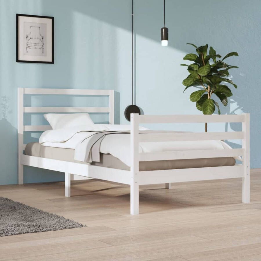 The Living Store Bedframe Houten naam 205.5 x 105.5 x 100 cm Kleur- wit