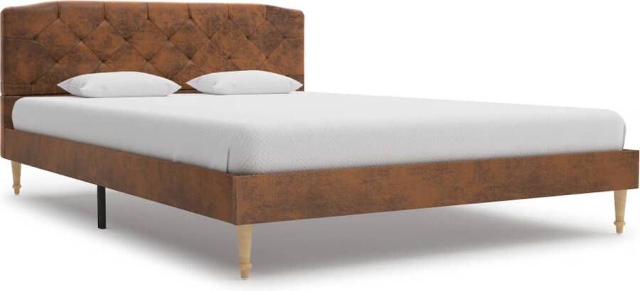 The Living Store Bedframe Klassiek Bed 135 x 190 cm Kleur- Bruin