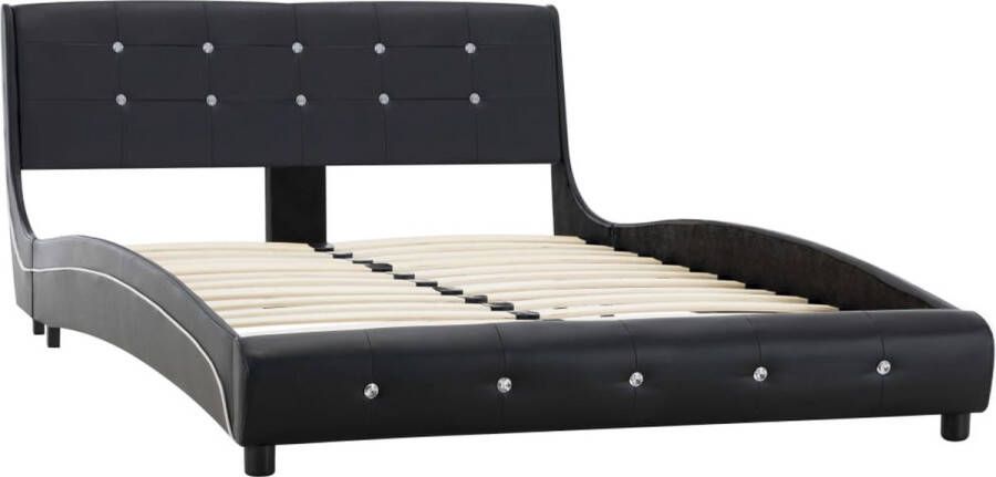 The Living Store Bedframe Klassiek design Ijzer en hout 120 x 200 cm Zwart