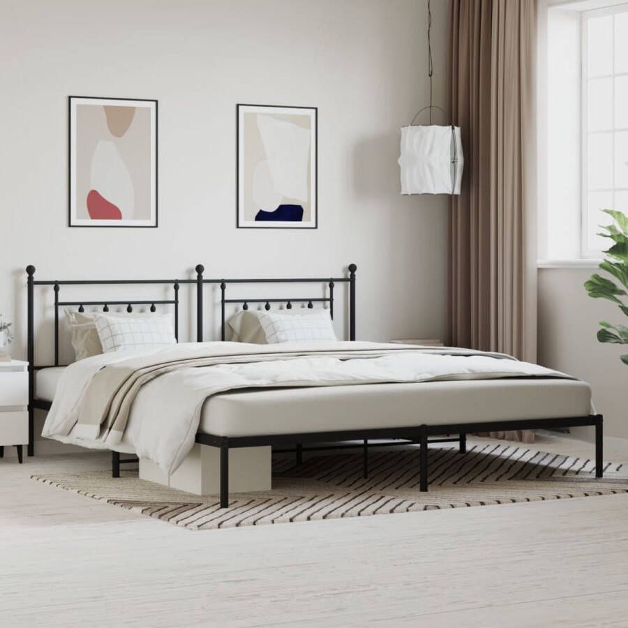 The Living Store Bedframe Klassiek design Robuust staal Extra opbergruimte Zwart 207 x 198 x 97 cm Robuust Bedframe Klassiek Bed Staal Bedframe Boxspring Bed Tweepersoons Bed - Foto 2
