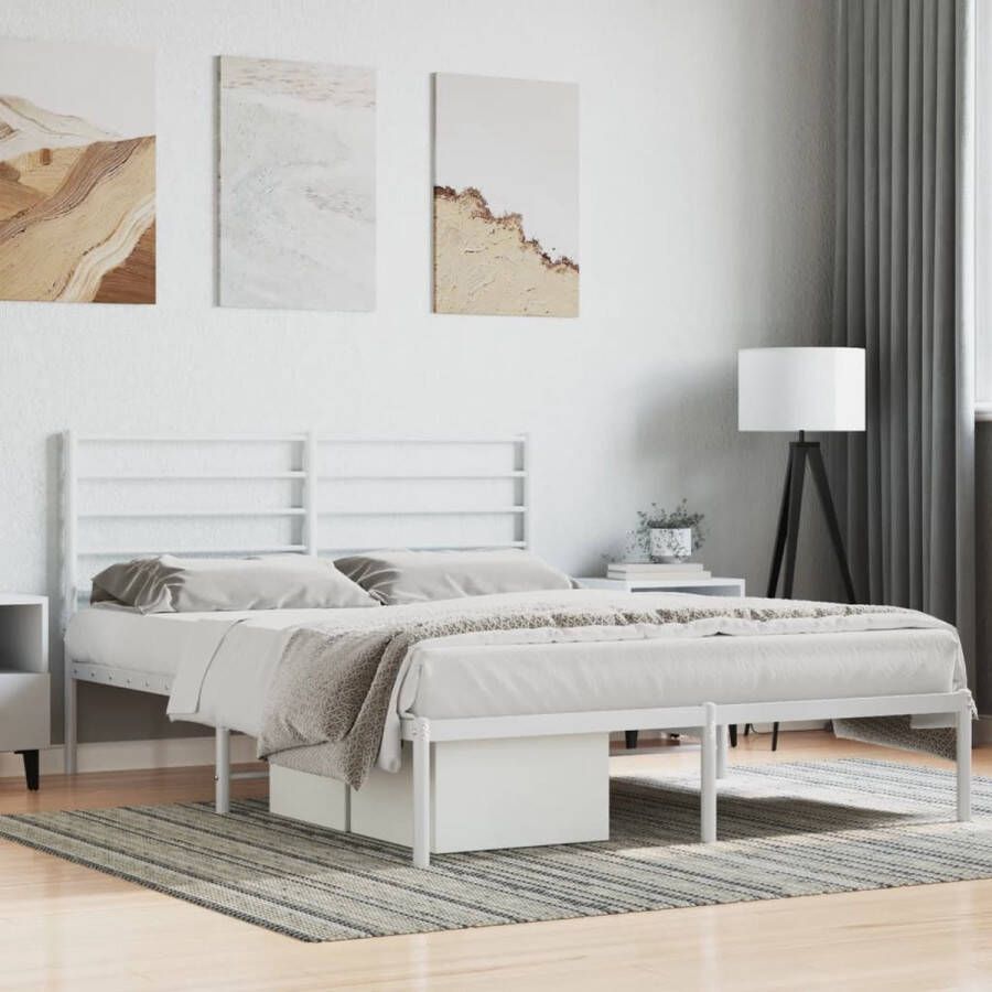 The Living Store Bedframe Klassiek design Robuust staal Met opbergruimte Wit 207 x 166 x 90 cm