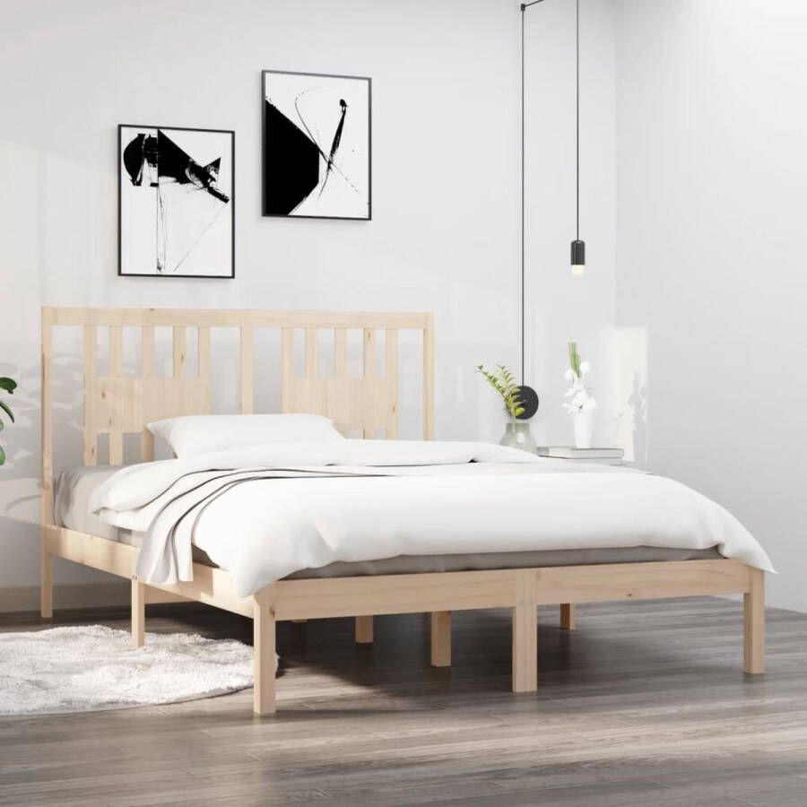 The Living Store Bedframe massief hout 120x190 cm 4FT Small Double Bedframe Bedframes Tweepersoonsbed Bed Bedombouw Dubbel Bed Frame Bed Frame Ledikant Houten Bedframe Tweepersoonsbedden - Foto 3