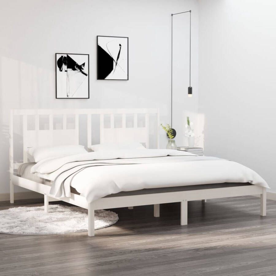 The Living Store Bedframe massief grenenhout wit 200x200 cm Bedframe Bedframes Tweepersoonsbed Bed Bedombouw Dubbel Bed Frame Bed Frame Ledikant Houten Bedframe Tweepersoonsbedden - Foto 2