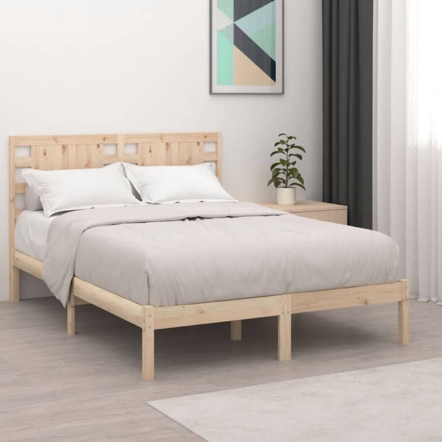 The Living Store Bedframe Klassiek houten bedframe 205.5 x 206 x 100 cm Massief grenenhout Voor matras van 200x200 cm