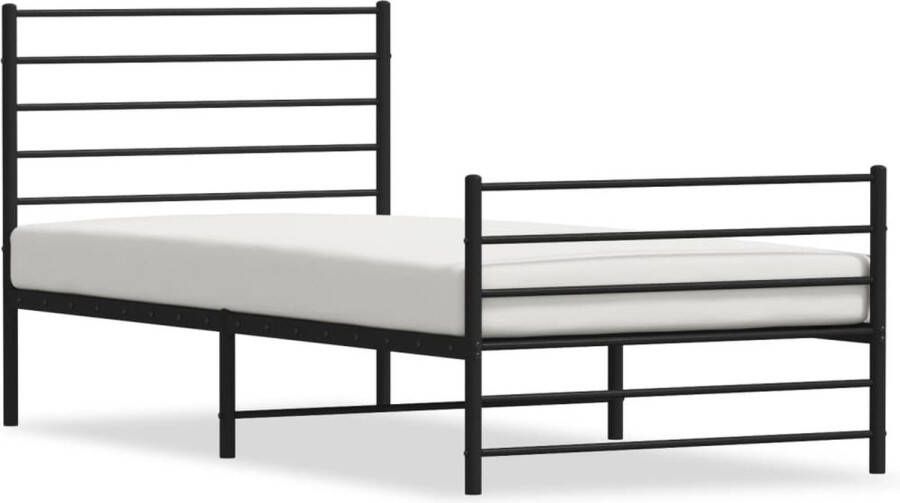 The Living Store Bedframe met hoofd- en voeteneinde metaal zwart 107x203 cm Metalen Bedframe Klassiek Bed Staal Bedframe Bed Met Opbergruimte Boxspring Bed - Foto 2