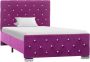 The Living Store Bedframe Klassiek ontwerp Hout en staal Fluweelbekleding 90x200cm Paars - Thumbnail 1