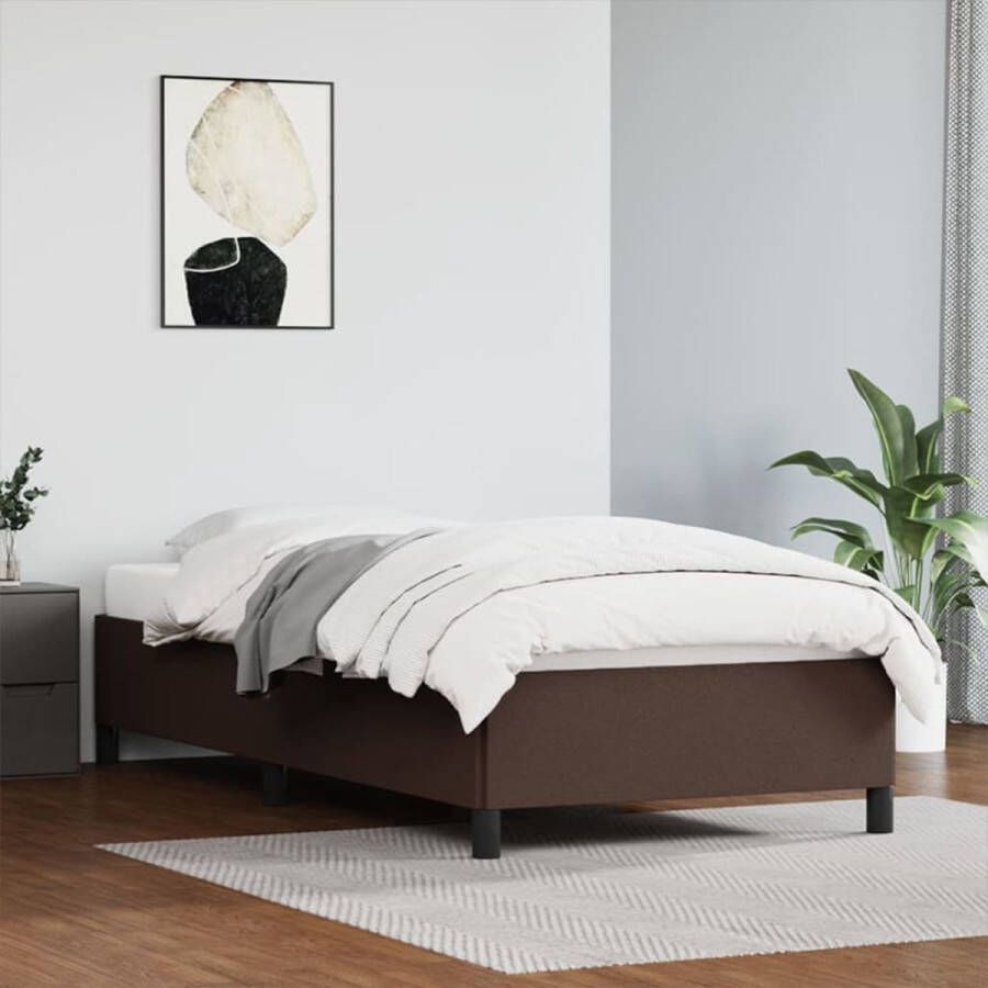 The Living Store Bedframe kunstleer bruin 90x190 cm Bedframe Bedframes Bed Slaapmeubel Bedbodem Ledikant Eenpersoonsbed Slaapbed Bedden Slaapmeubels Slaapmeubelen