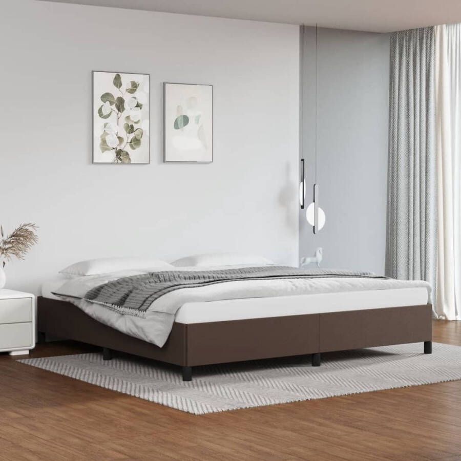 The Living Store Bedframe kunstleer bruin 200x200 cm Bedframe Bedframes Bed Slaapmeubel Bedbodem Ledikant Tweepersoonsbed Slaapbed Bedden Slaapmeubels Slaapmeubelen