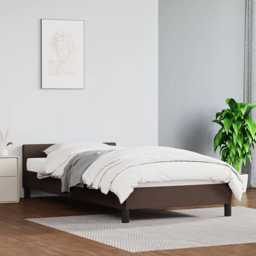 The Living Store Bedframe Kunstleer Bruin 203 x 83 x 50 cm Geschikt voor 80 x 200 cm Matras