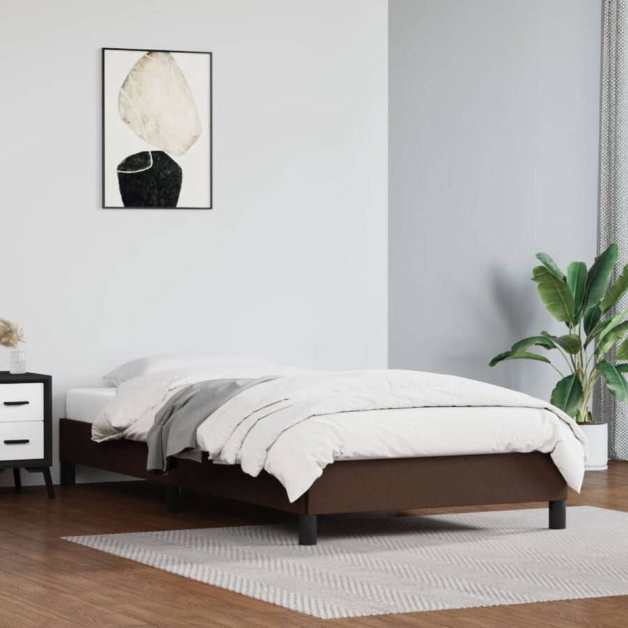 The Living Store Bedframe kunstleer bruin 80x200 cm Bedframe Bedframes Bed Slaapmeubel Bedbodem Ledikant Eenpersoonsbed Slaapbed Bedden Slaapmeubels Slaapmeubelen