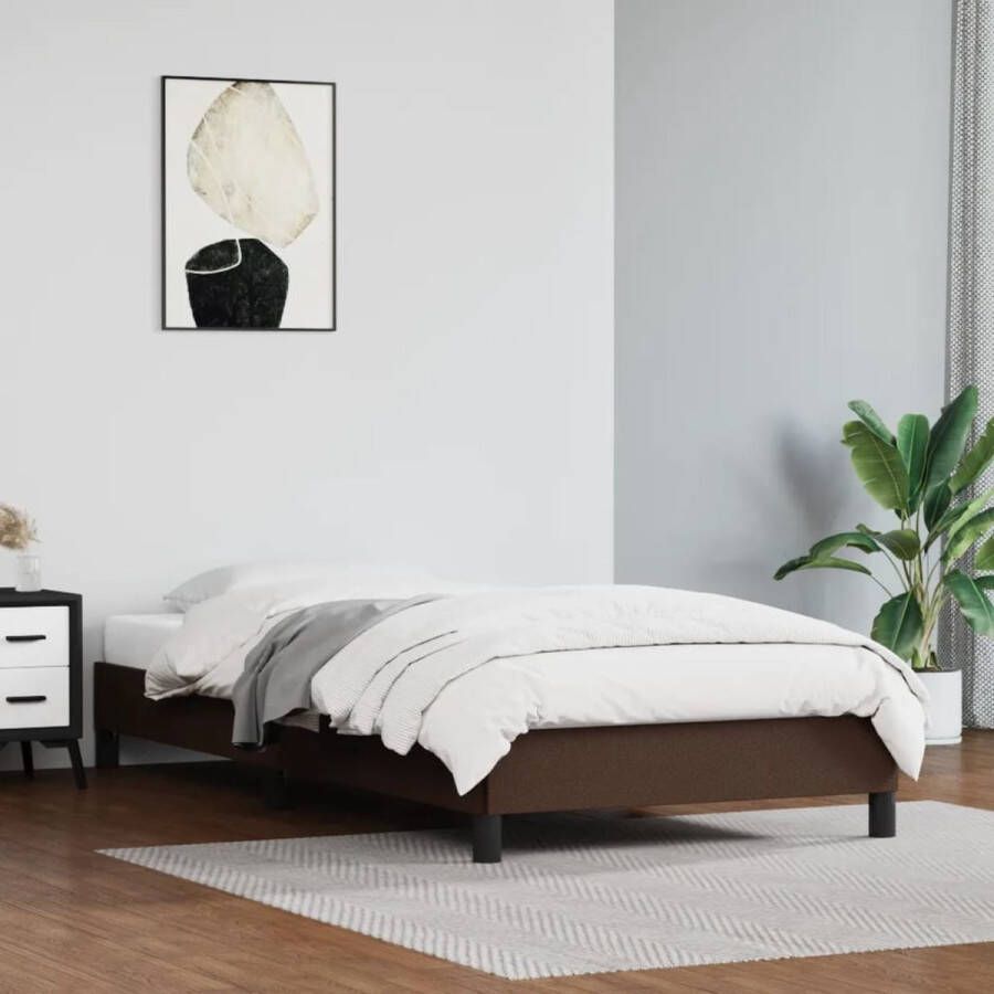 The Living Store Bedframe kunstleer bruin 90x200 cm Bedframe Bedframes Bed Slaapmeubel Bedbodem Ledikant Eenpersoonsbed Slaapbed Bedden Slaapmeubels Slaapmeubelen