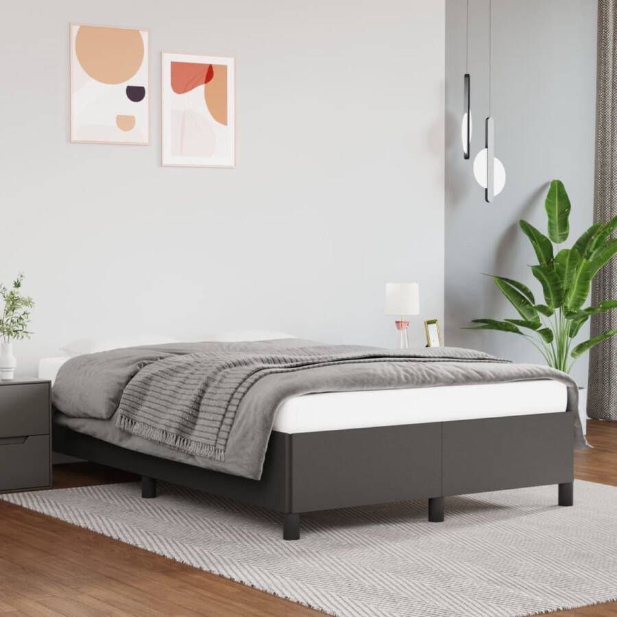 The Living Store Bedframe Kunstleer Grijs 203 x 123 x 35 cm Voor matras van 120 x 200 cm Multiplex lattenbodem Bed Frame Houten Bedframe Tweepersoons Bed Boxspring Bed Slaapcomfort