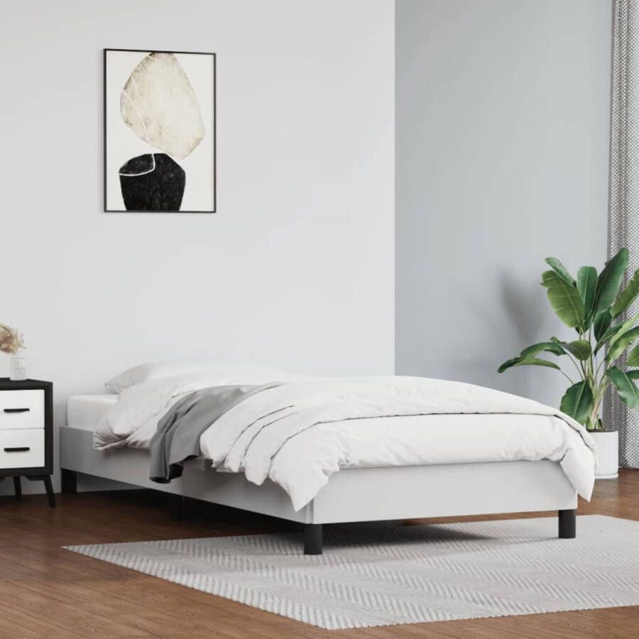 The Living Store Bedframe Kunstleer Multiplex lattenbodem Wit 203x83x25 cm Geschikt voor 80x200 cm matras Kunstleder Bed Bedframe Wit Tweepersoons Bed Boxspring Bed Kopen