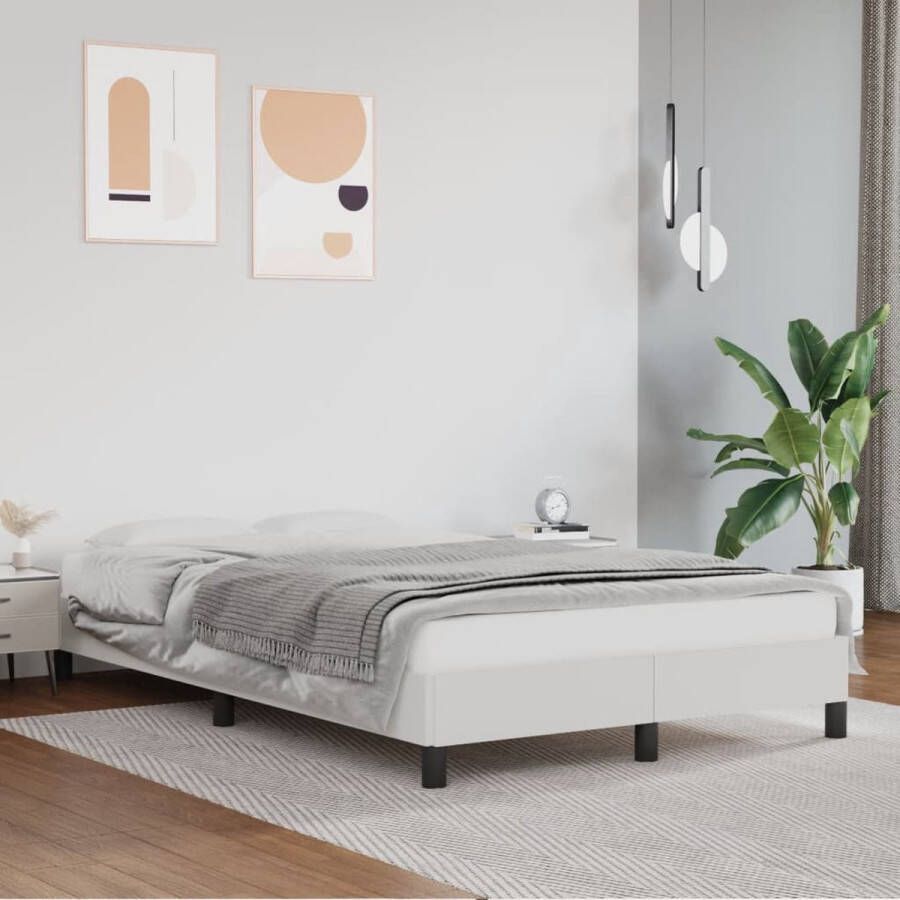 The Living Store Bedframe kunstleer wit 120x200 cm Bedframe Bedframes Bed Slaapmeubel Bedbodem Ledikant Tweepersoonsbed Slaapbed Bedden Slaapmeubels Slaapmeubelen