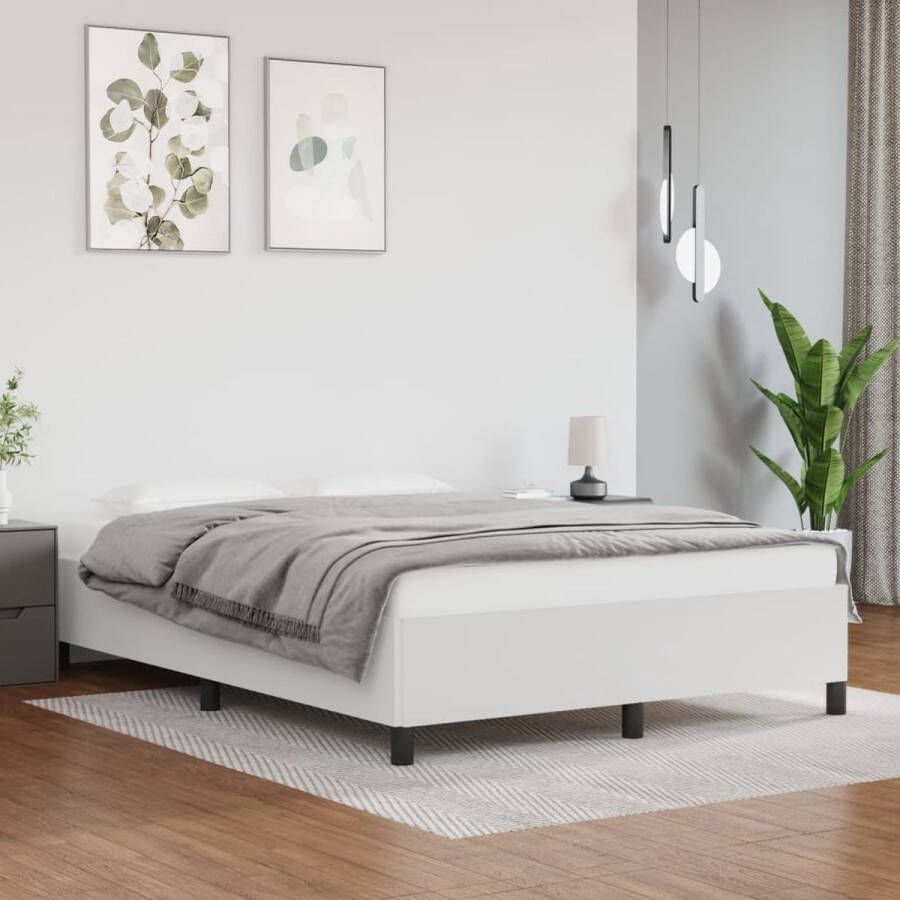 The Living Store Bedframe kunstleer wit 140x200 cm Bedframe Bedframes Bed Slaapmeubel Bedbodem Ledikant Tweepersoonsbed Slaapbed Bedden Slaapmeubels Slaapmeubelen