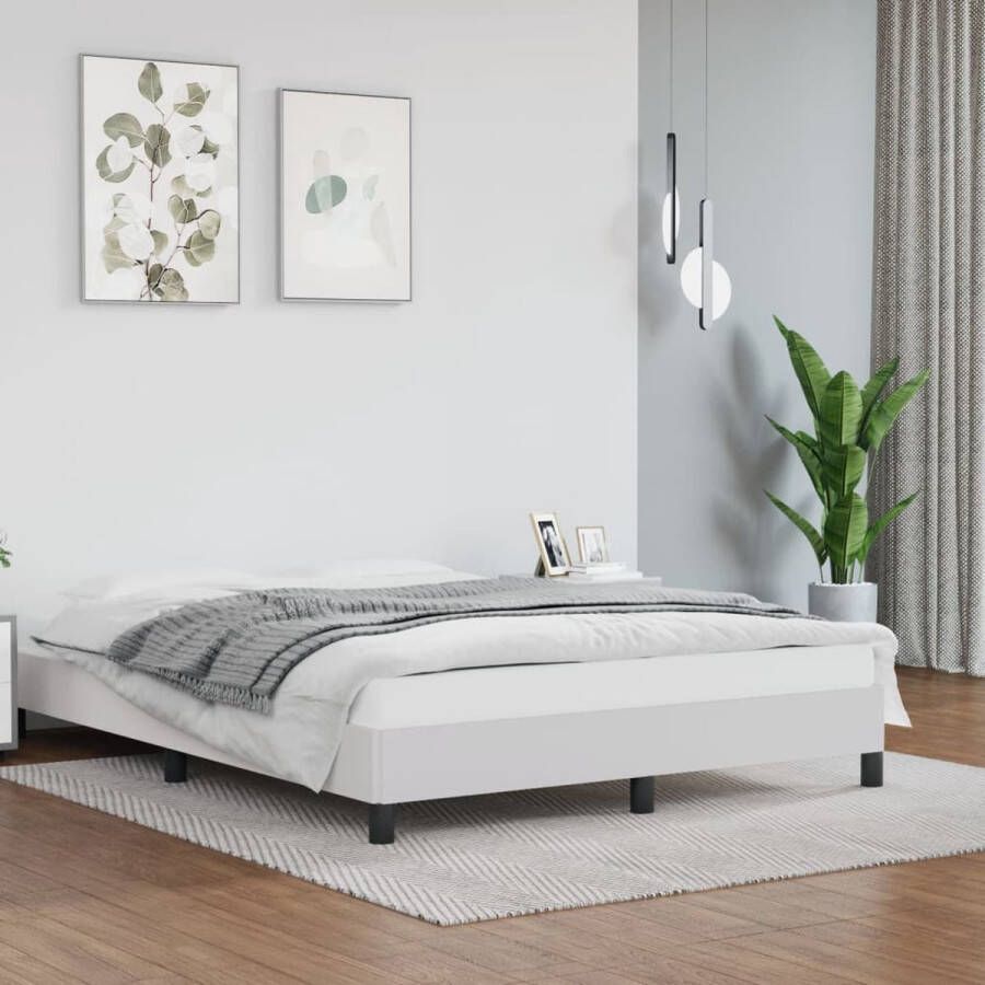 The Living Store Bedframe kunstleer wit 140x200 cm Bedframe Bedframes Bed Slaapmeubel Bedbodem Ledikant Tweepersoonsbed Slaapbed Bedden Slaapmeubels Slaapmeubelen