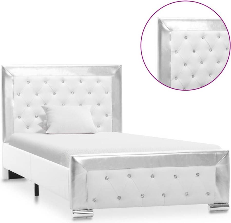 The Living Store Bedframe kunstleer wit 90x200 cm Bed