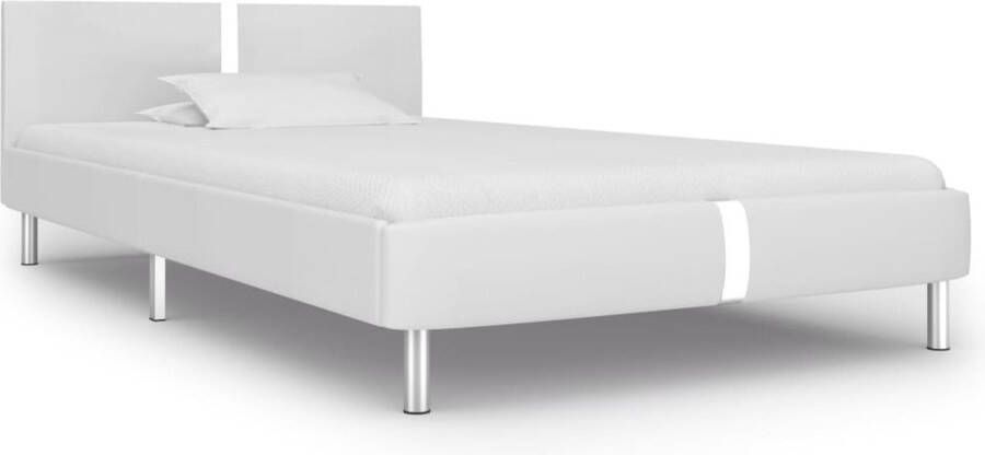 The Living Store Bedframe kunstleer wit 90x200 cm Bed