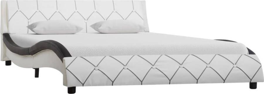 The Living Store Bedframe kunstleer wit en zwart 120x200 cm Bed
