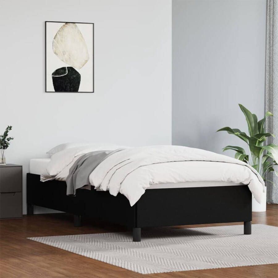 The Living Store Bedframe kunstleer zwart 100x200 cm Bedframe Bedframes Bed Slaapmeubel Bedbodem Ledikant Eenpersoonsbed Slaapbed Bedden Slaapmeubels Slaapmeubelen