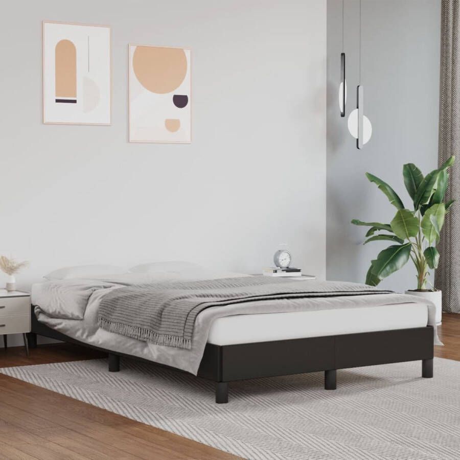 The Living Store Bedframe Kunstleer Zwarte 203 x 123 x 25 cm Stabiele poten Multiplex lattenbodem Geschikt voor 120 x 200 cm matras Bed Frame Houten Bed Tweepersoons Bed Boxspring Bed Design Bed
