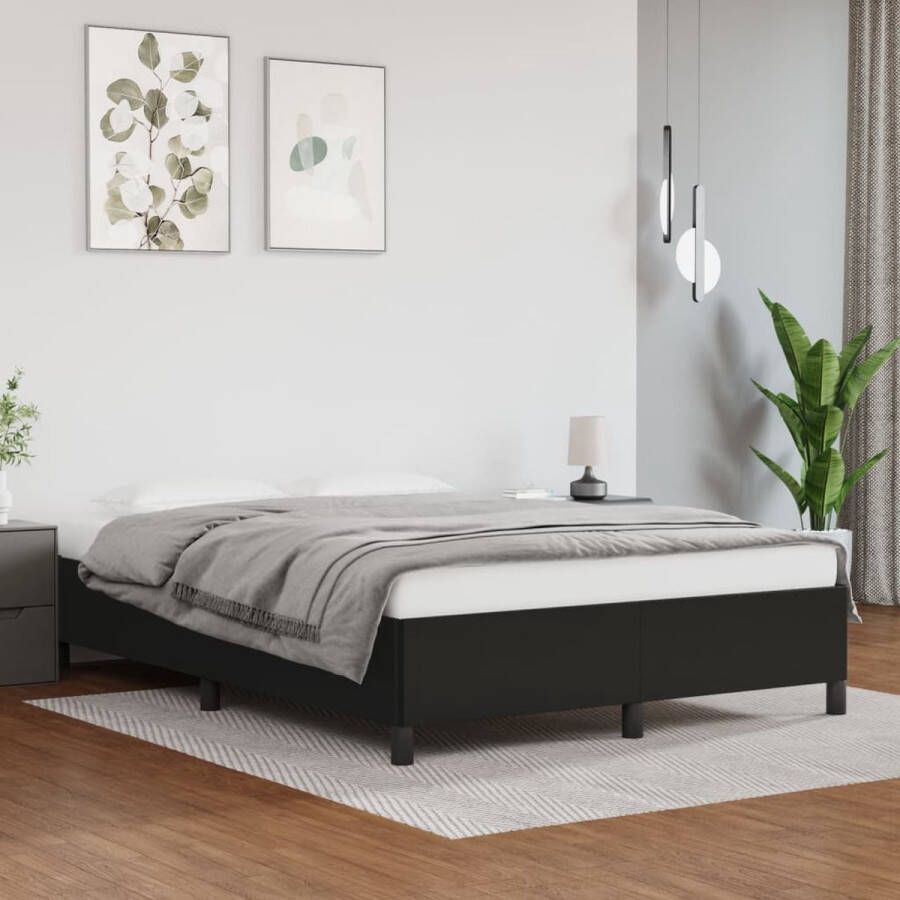 The Living Store Bedframe Kunstleer zwart 193 x 143 x 35 cm geschikt voor matras 140 x 190 cm Kunstleder Bed Frame Tweepersoons Bed Frame Zwarte Bed Frame Slaapcomfort Boxspring Frame