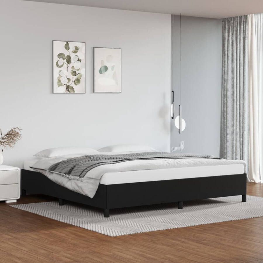The Living Store Bedframe kunstleer zwart 200x200 cm Bedframe Bedframes Bed Slaapmeubel Bedbodem Ledikant Tweepersoonsbed Slaapbed Bedden Slaapmeubels Slaapmeubelen