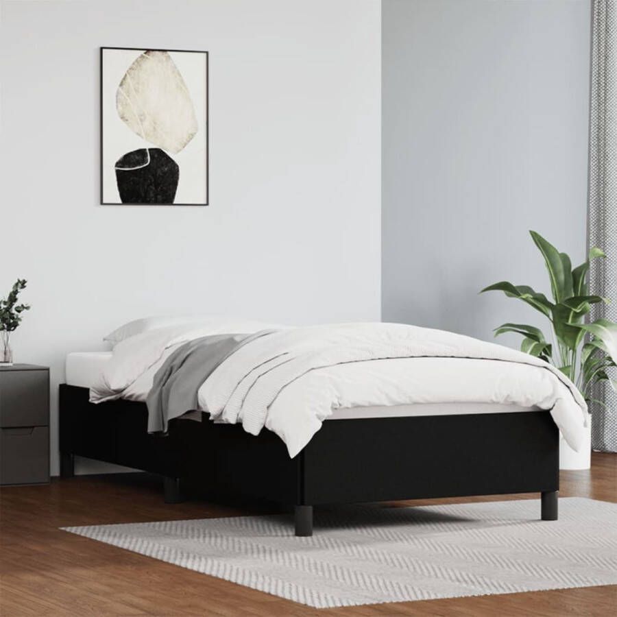 The Living Store Bedframe kunstleer zwart 80x200 cm Bedframe Bedframes Bed Slaapmeubel Bedbodem Ledikant Eenpersoonsbed Slaapbed Bedden Slaapmeubels Slaapmeubelen