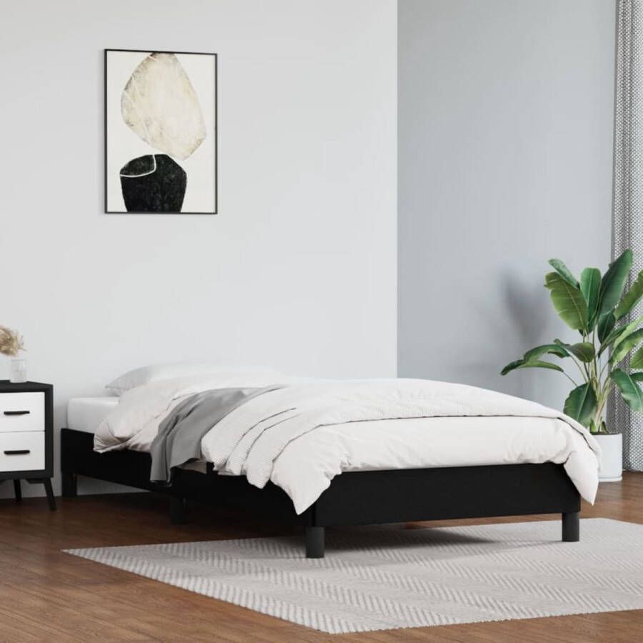 The Living Store Bedframe kunstleer zwart 80x200 cm Bedframe Bedframes Bed Slaapmeubel Bedbodem Ledikant Eenpersoonsbed Slaapbed Bedden Slaapmeubels Slaapmeubelen