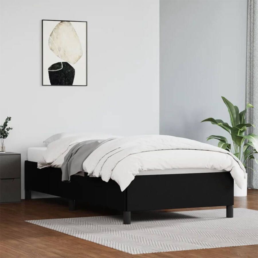 The Living Store Bedframe kunstleer zwart 90x190 cm Bedframe Bedframes Bed Slaapmeubel Bedbodem Ledikant Eenpersoonsbed Slaapbed Bedden Slaapmeubels Slaapmeubelen