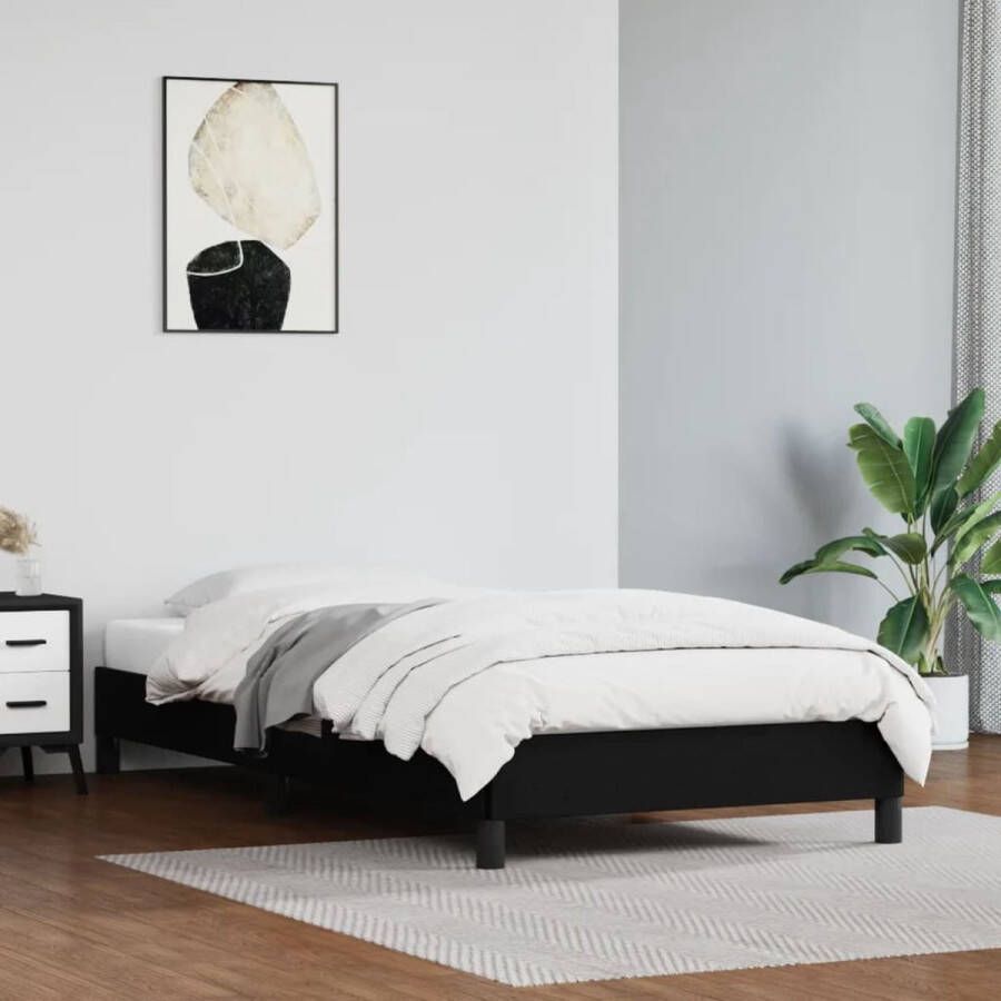 The Living Store Bedframe kunstleer zwart 90x200 cm Bedframe Bedframes Bed Slaapmeubel Bedbodem Ledikant Eenpersoonsbed Slaapbed Bedden Slaapmeubels Slaapmeubelen