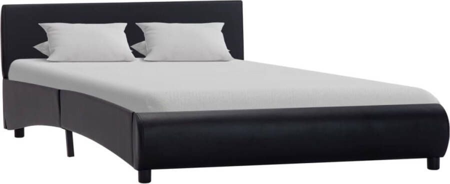 The Living Store Bedframe Kunstleren 215 x 144 x 65 cm Zwart Kunstleder Bed Tweepersoons Bed Zwarte Bed Modern Bed Minimalistisch Bed