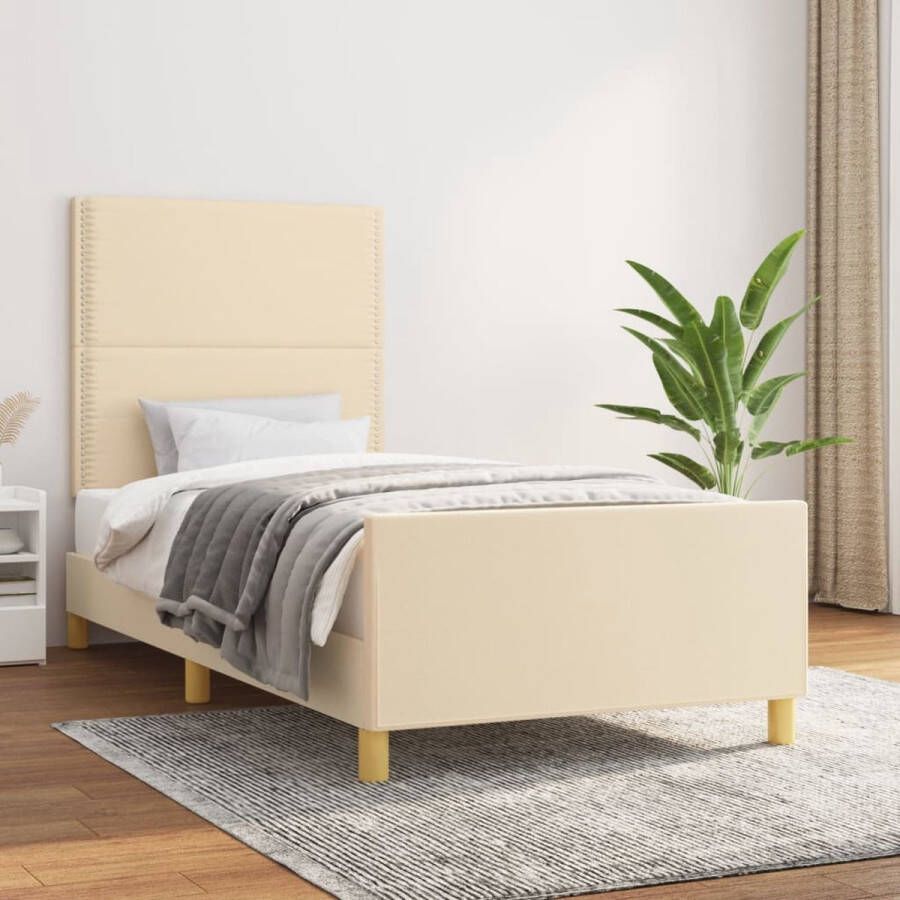 The Living Store Bedframe Larikshout Crème 203 x 93 x 118 128 cm Verstelbaar hoofdeinde