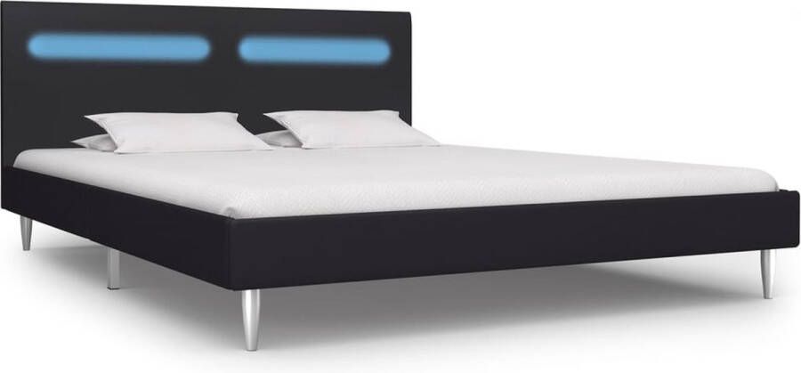 The Living Store Bedframe LED 180x200 cm Zwart IJzer MDF Stof Verstelbare LED-strip 208x185x81 cm Geschikt voor matras van 180x200 cm