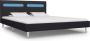 The Living Store Bedframe LED 180x200 cm Zwart IJzer MDF Stof Verstelbare LED-strip 208x185x81 cm Geschikt voor matras van 180x200 cm - Thumbnail 2