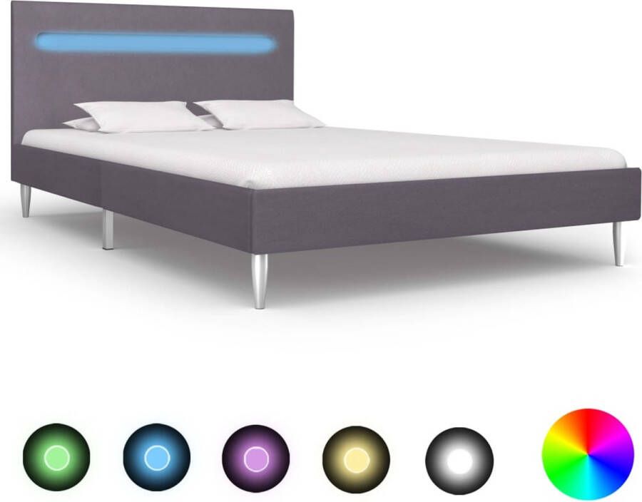 The Living Store Bedframe LED-Strip Grijs 208 x 125 x 81 cm 120 x 200 cm