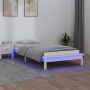 The Living Store Bedframe LED-verlichting Houten 202 x 101.5 x 26 cm Wit - Thumbnail 2