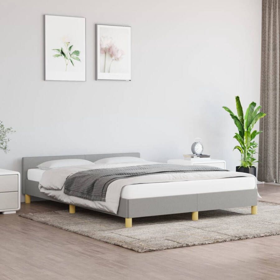 The Living Store Bedframe met hoofdeinde stof lichtgrijs 140x190 cm Bedframe Met Hoofdeinde Bedframes Met Hoofdeindes Bed Slaapmeubel Ledikant Bedbodem Tweepersoonsbed Bedden Slaapmeubels Slaapmeubelen Slaapmeubilair