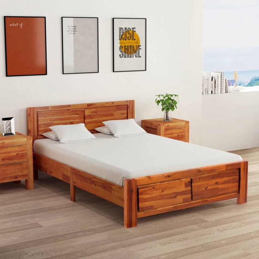 The Living Store Massief Acaciahouten Bed 120 x 200 cm Elegant design