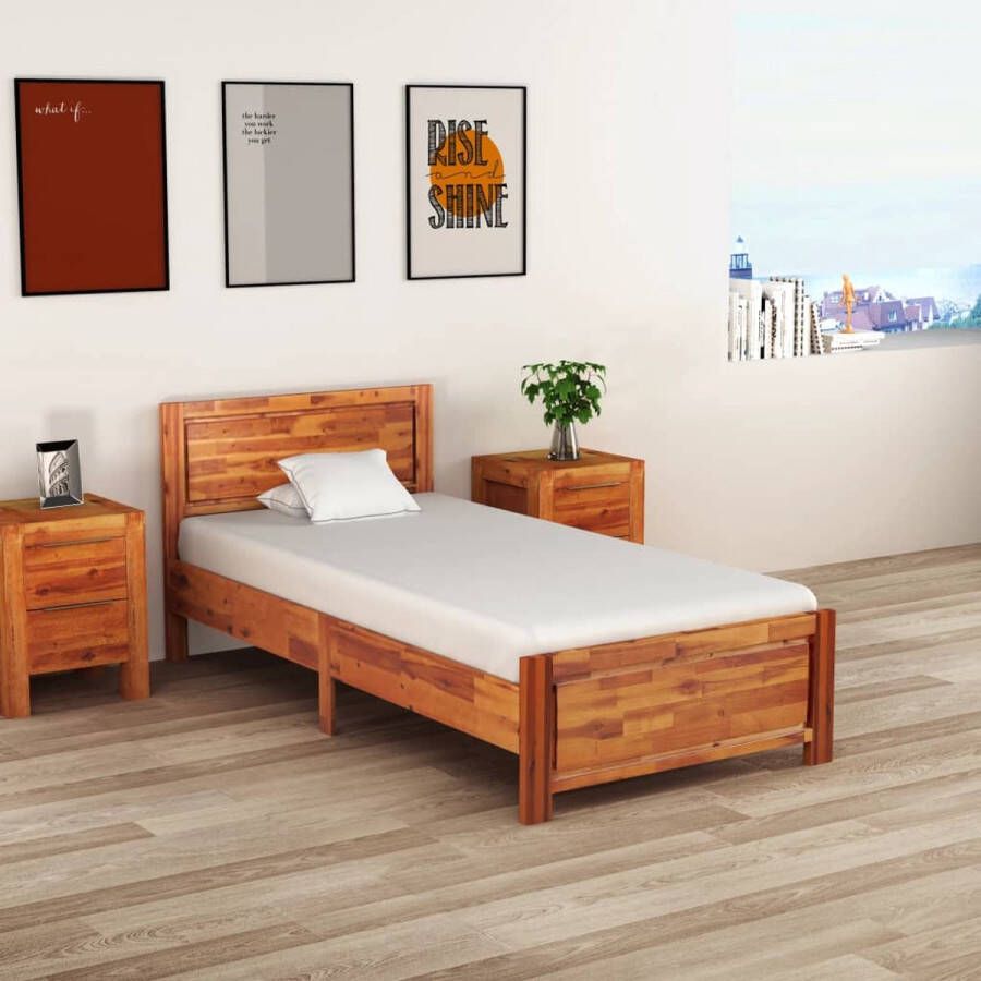 The Living Store Bed Massief Acaciahout Eenpersoons 90 x 200 cm Montage vereist