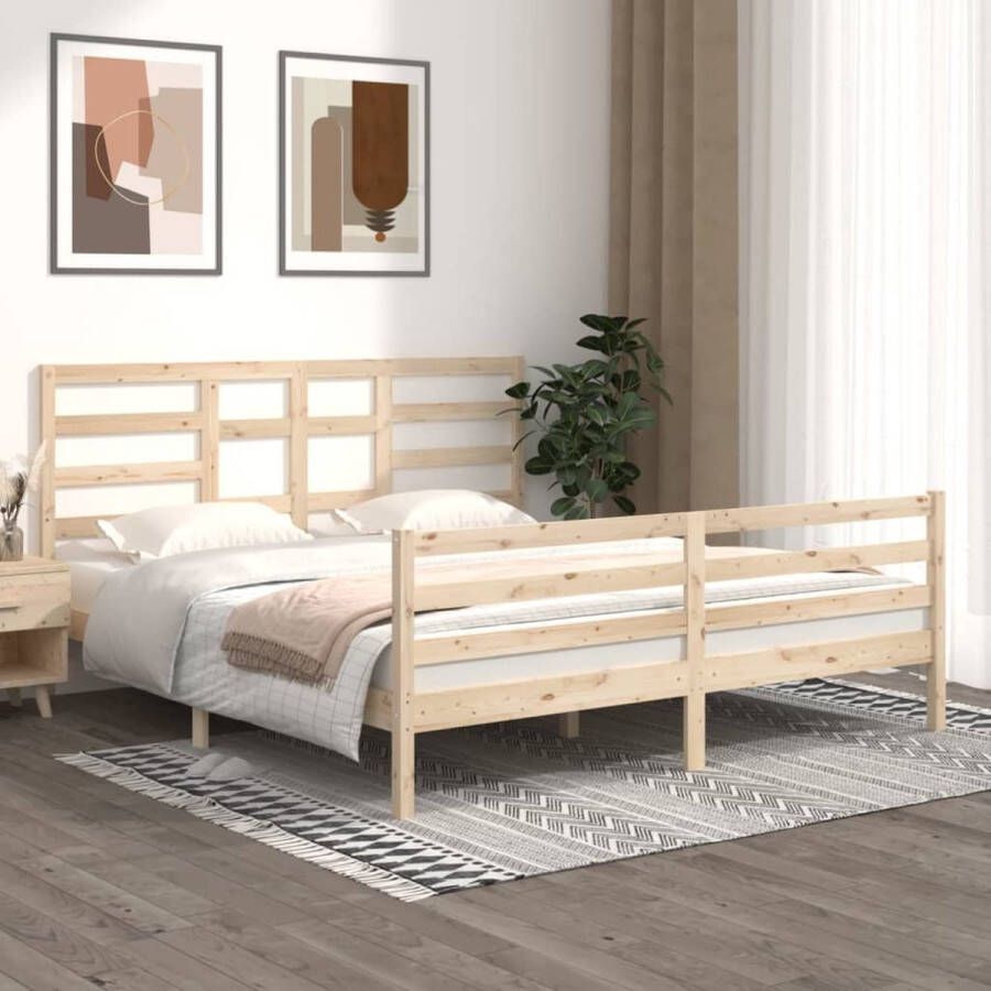 The Living Store Bedframe massief hout 180x200 cm 6FT Super King Bedframe Bedframes Bed Bedbodem Ledikant Bed Frame Massief Houten Bedframe Slaapmeubel Tweepersoonsbed Bedden Bedbodems